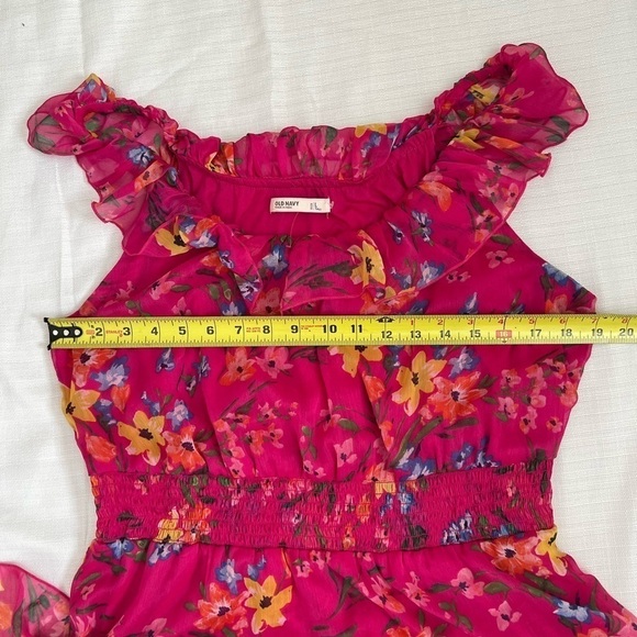 Old Navy.  Pink Floral Tiered Maxi. Size L. Tall. - Picture 9 of 10